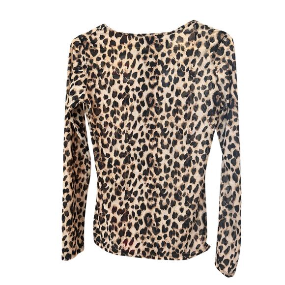 Victoria’s Secret Leopard Print Semi Sheer Scoop Neck Top Small EUC - Picture 4 of 6